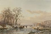 Andreas Schelfhout Een bevroren vaart bij de Maas Sweden oil painting artist